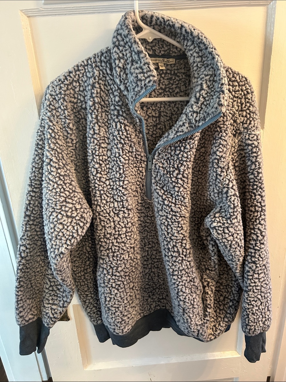 Express Women's Gray Sherpa Half-Zip Pullover